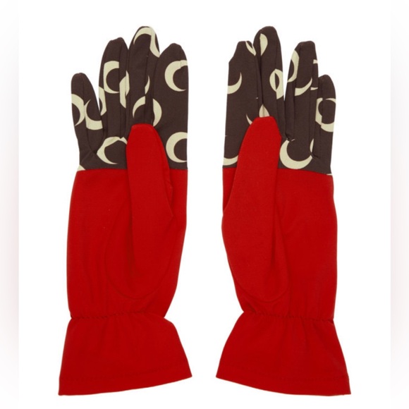 Marine Serre Gloves Red & Brown Color-block Moon M. New w/ Tags